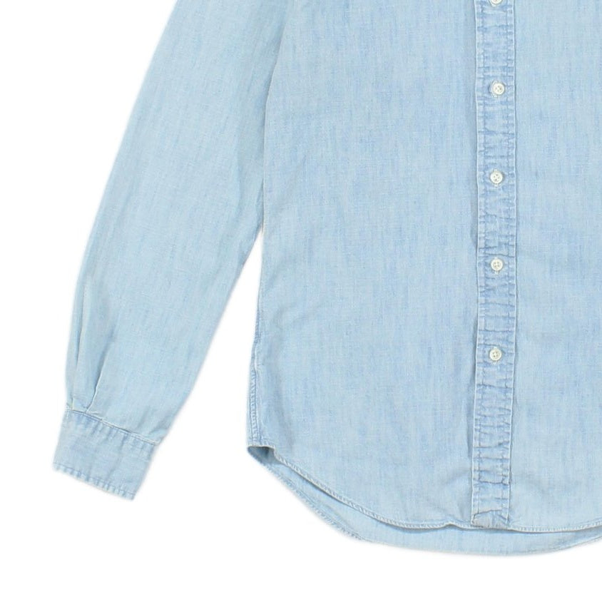 Mens Denim Shirt Slim Fit Long Sleeve Button Down