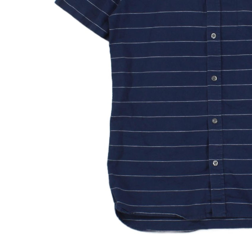 Mens Striped Shirt Short Sleeve Slim Fit Button Up