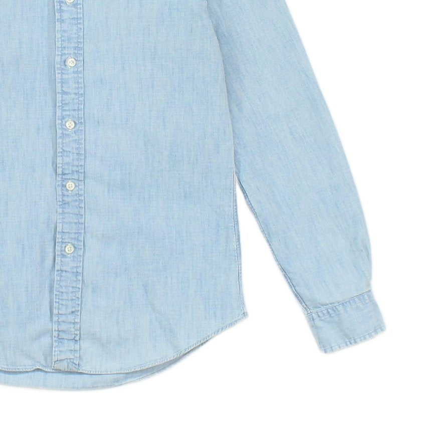 Mens Denim Shirt Slim Fit Long Sleeve Button Down