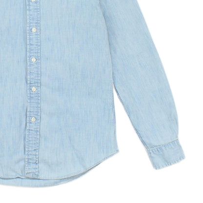 Mens Denim Shirt Slim Fit Long Sleeve Button Down