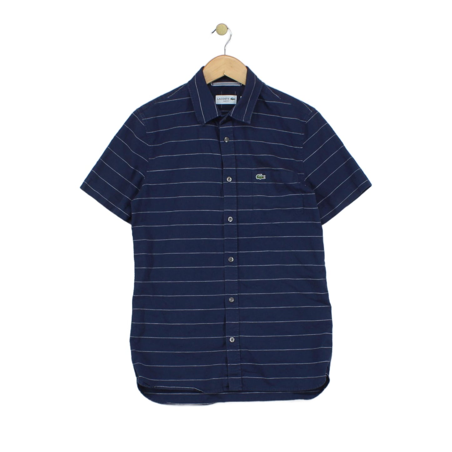 Mens Striped Shirt Short Sleeve Slim Fit Button Up