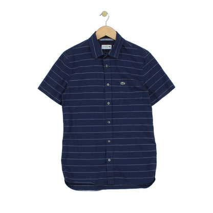 Mens Striped Shirt Short Sleeve Slim Fit Button Up
