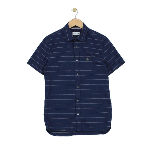 Mens Striped Shirt Short Sleeve Slim Fit Button Up
