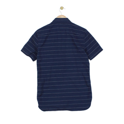 Mens Striped Shirt Short Sleeve Slim Fit Button Up