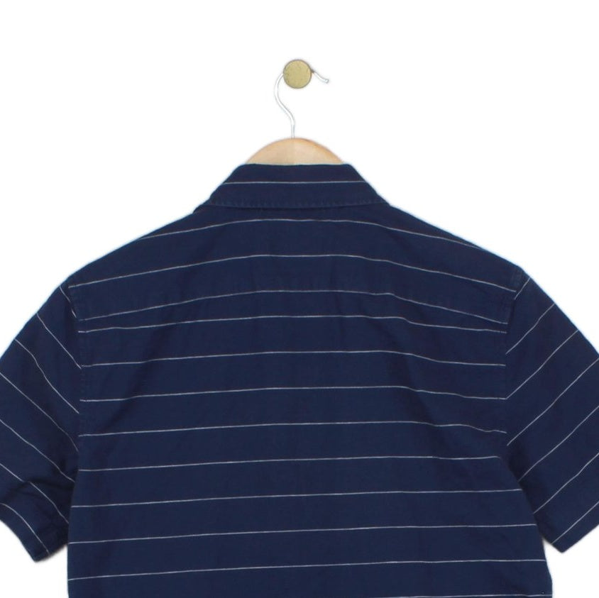 Mens Striped Shirt Short Sleeve Slim Fit Button Up