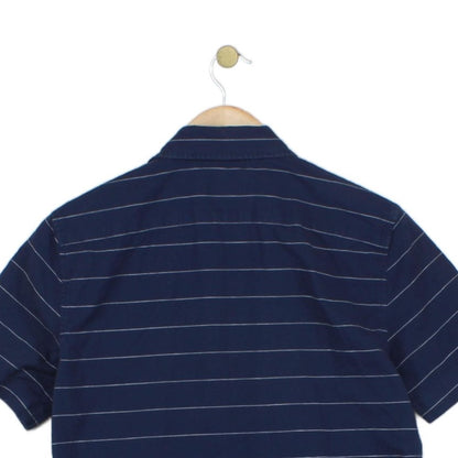 Mens Striped Shirt Short Sleeve Slim Fit Button Up