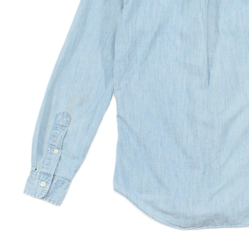 Mens Denim Shirt Slim Fit Long Sleeve Button Down