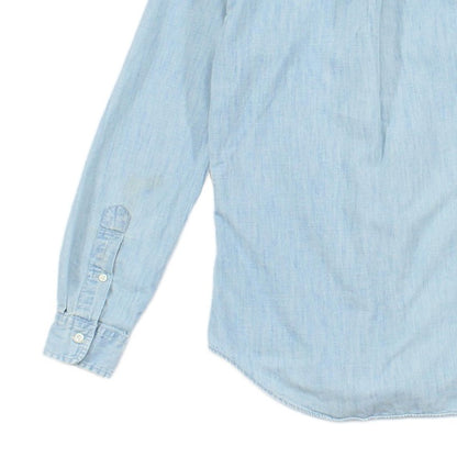 Mens Denim Shirt Slim Fit Long Sleeve Button Down