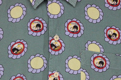 Mens Beatles Floral Shirt Casual Button Up Viscose