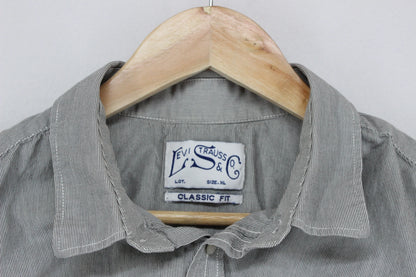 Mens Striped Shirt Classic Button Up