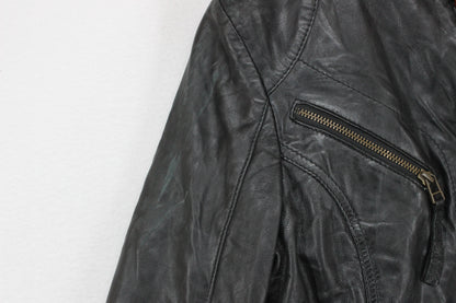 Womens Leather Jacket Biker Zip