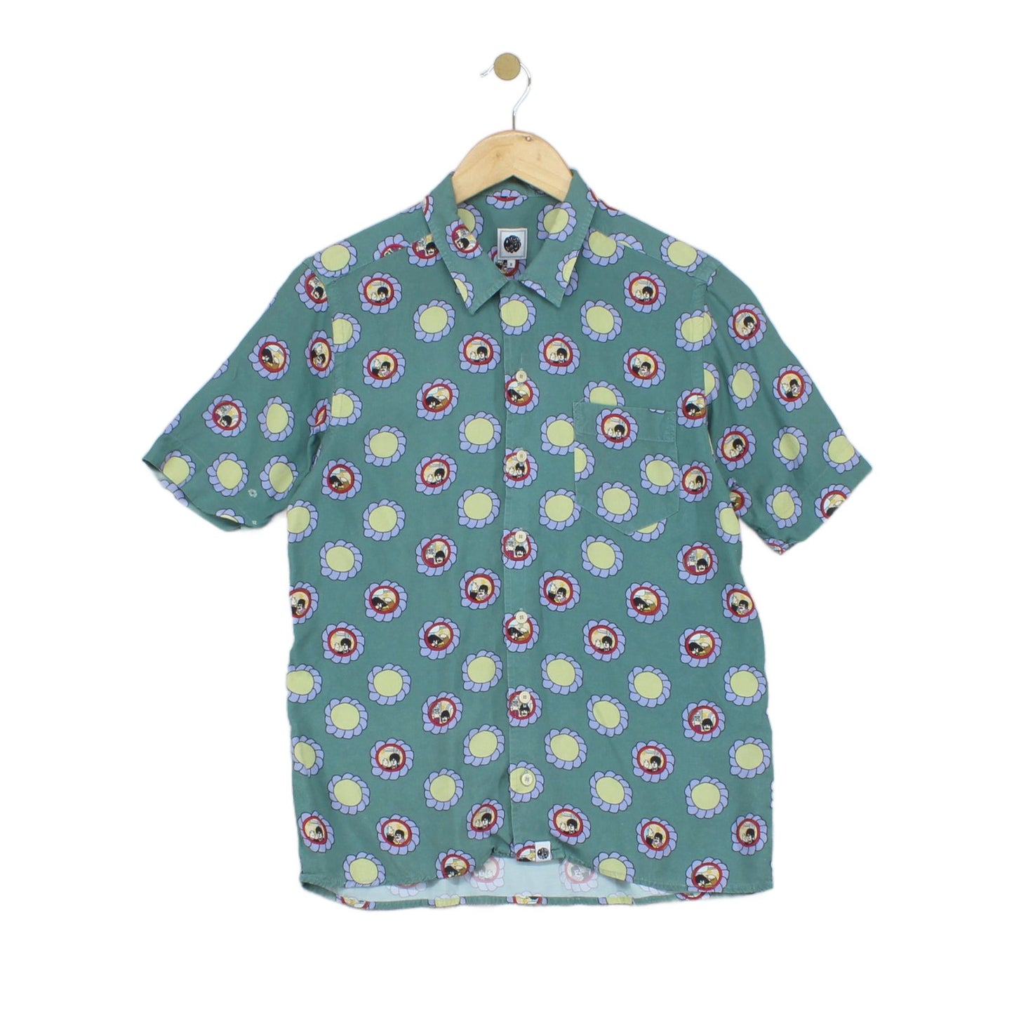 Mens Beatles Floral Shirt Casual Button Up Viscose
