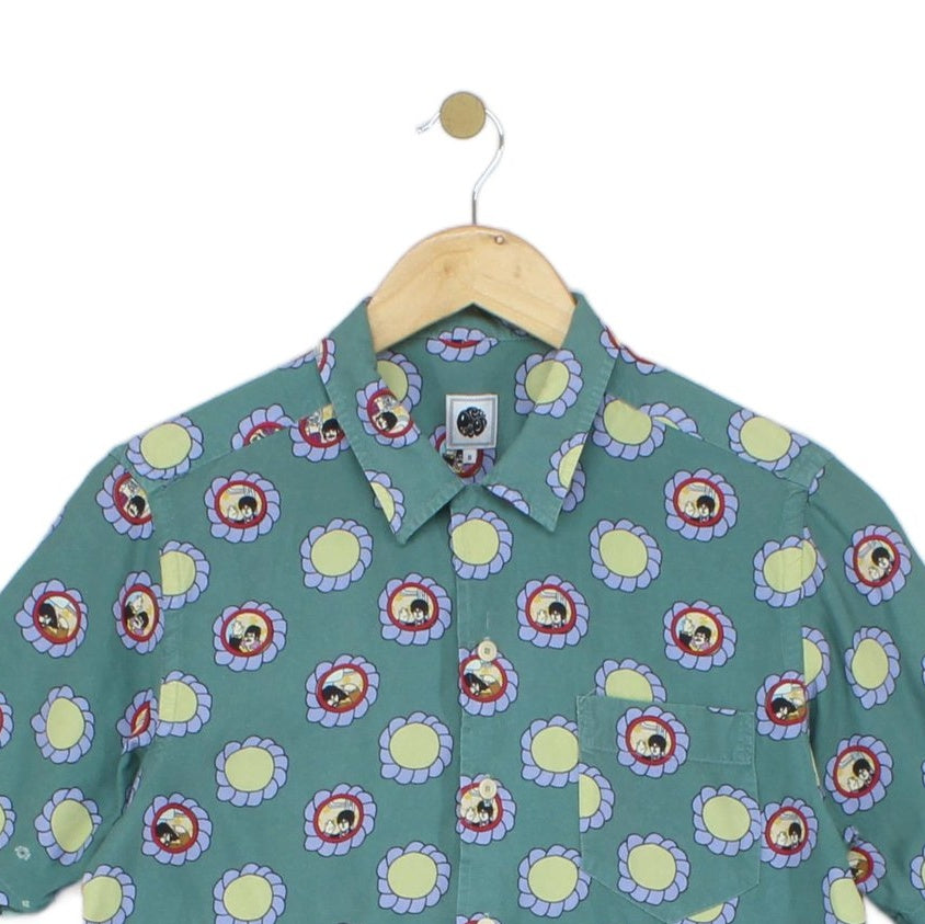 Mens Beatles Floral Shirt Casual Button Up Viscose