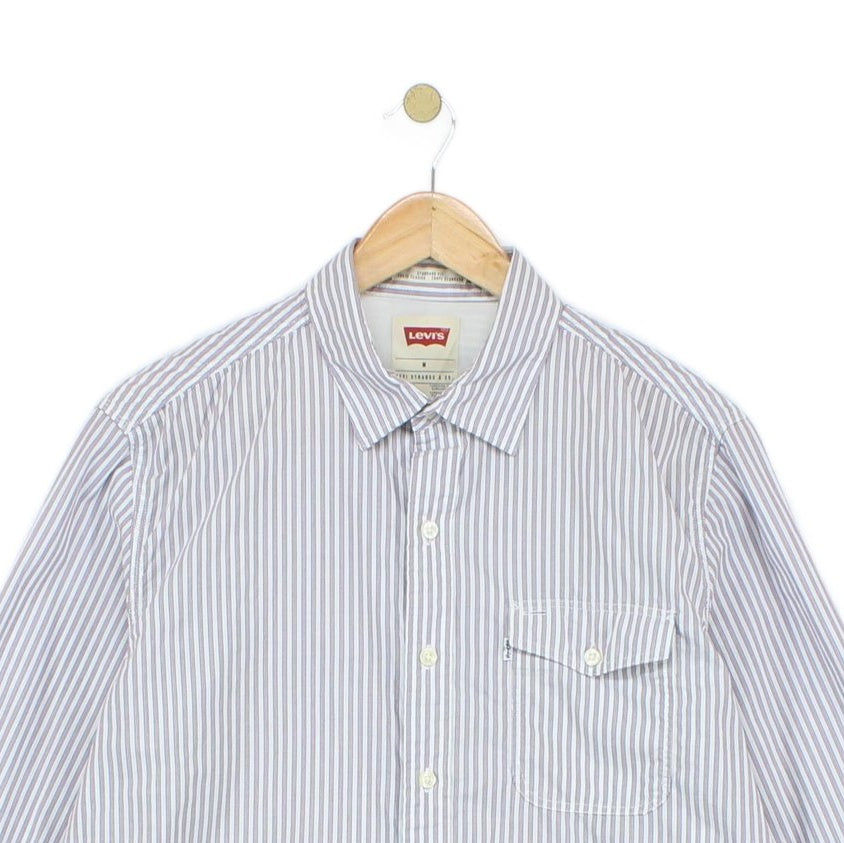 Mens Striped Shirt Button Up Long Sleeve