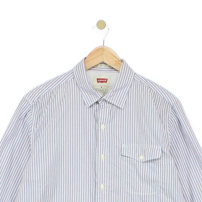 Mens Striped Shirt Button Up Long Sleeve