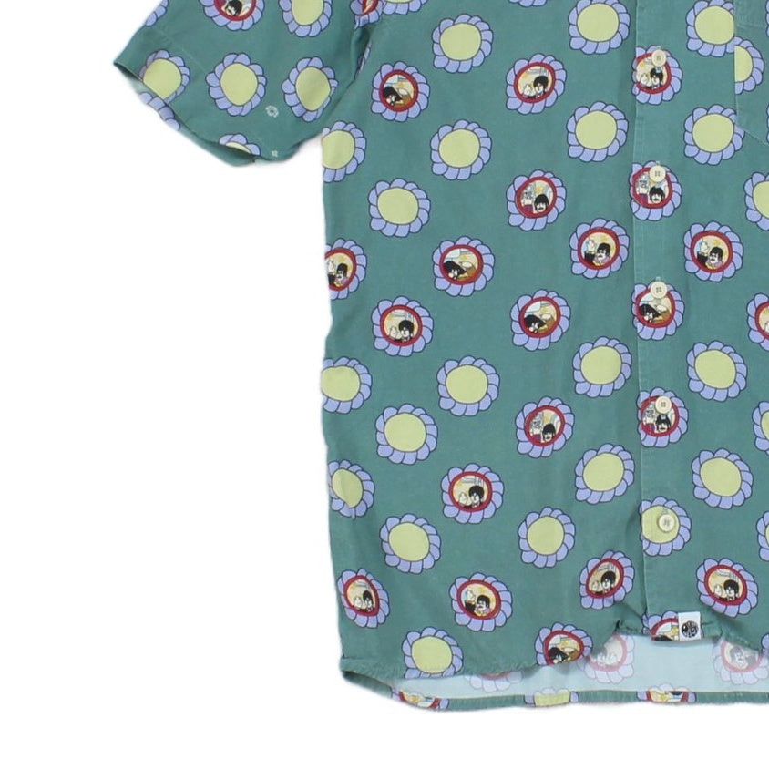 Mens Beatles Floral Shirt Casual Button Up Viscose