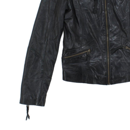 Womens Leather Jacket Biker Zip