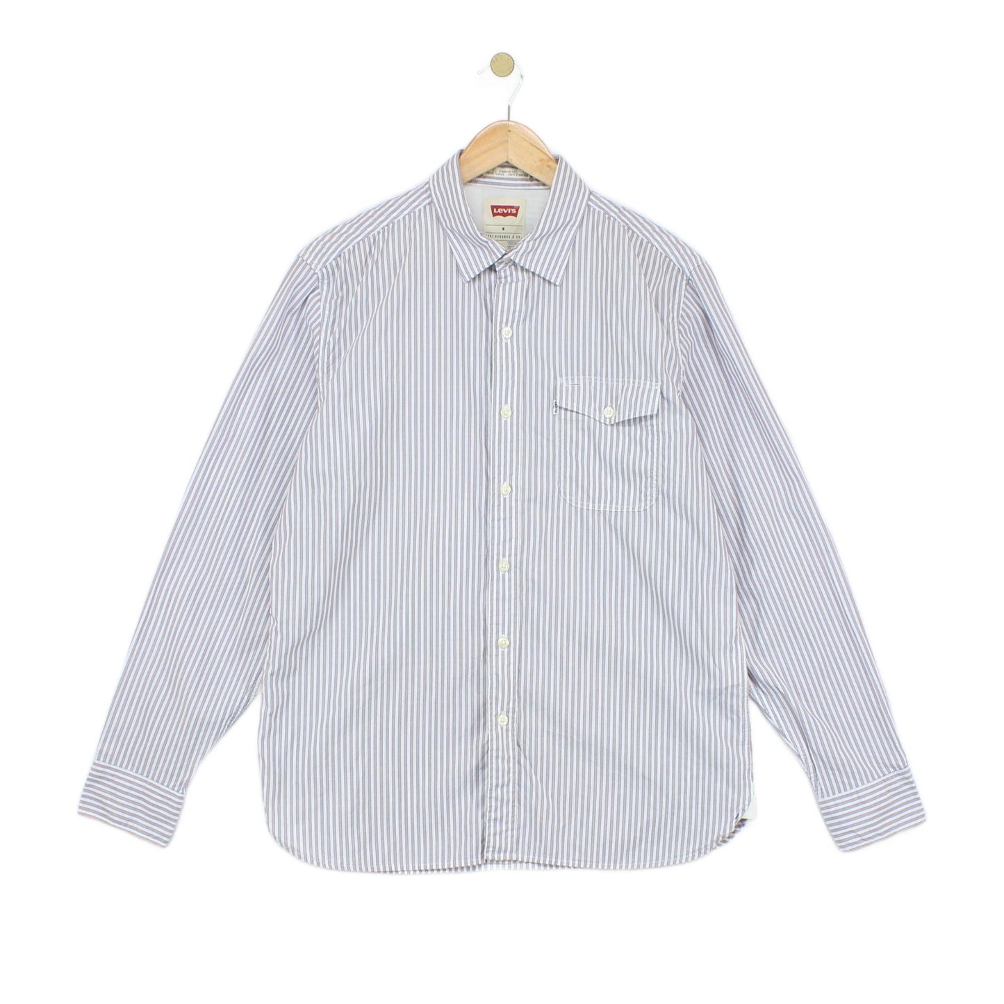 Mens Striped Shirt Button Up Long Sleeve