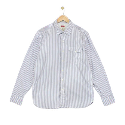 Mens Striped Shirt Button Up Long Sleeve