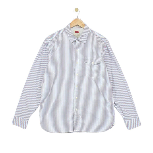 Mens Striped Shirt Button Up Long Sleeve