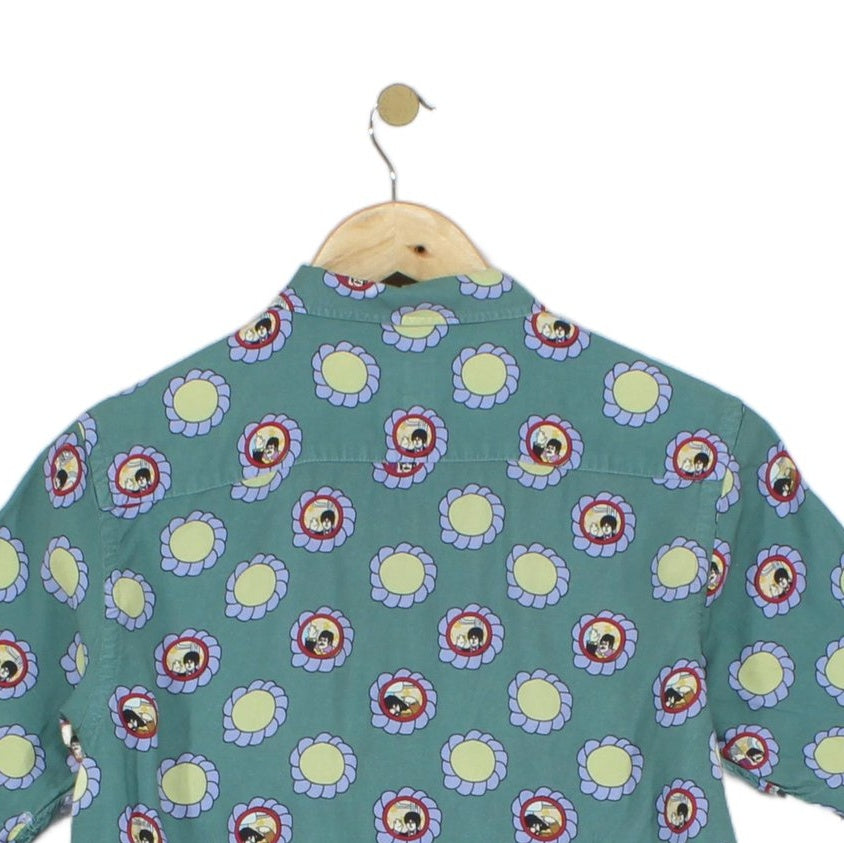 Mens Beatles Floral Shirt Casual Button Up Viscose
