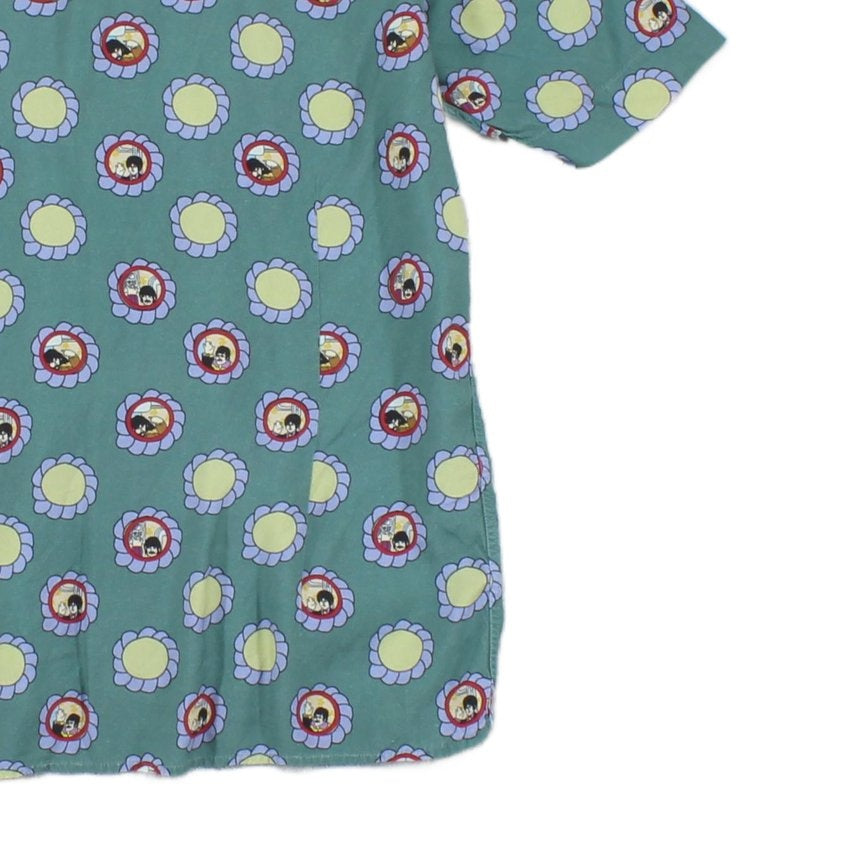 Mens Beatles Floral Shirt Casual Button Up Viscose