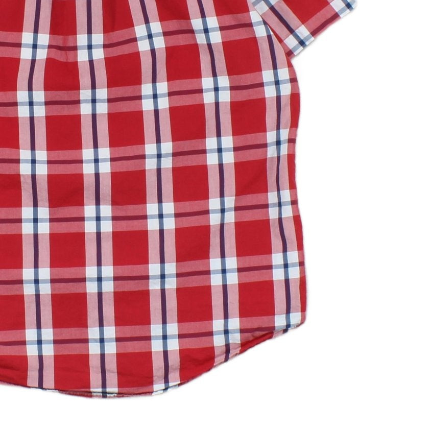 Mens Plaid Shirt Short Sleeve Button Up