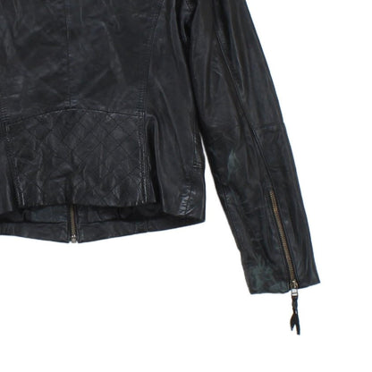 Womens Leather Jacket Biker Zip