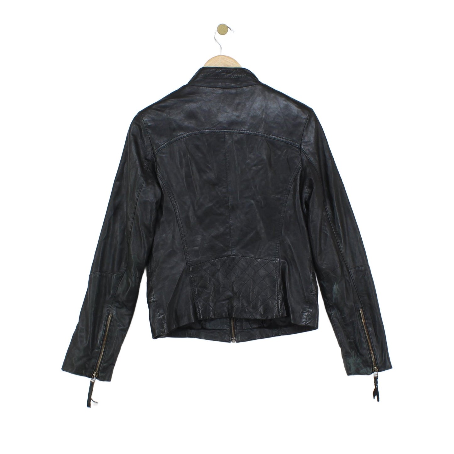 Womens Leather Jacket Biker Zip
