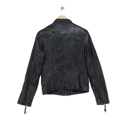 Womens Leather Jacket Biker Zip