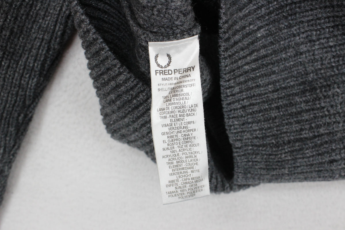 Mens Lambs Wool Jumper Ribbed Knit Shawl Collar