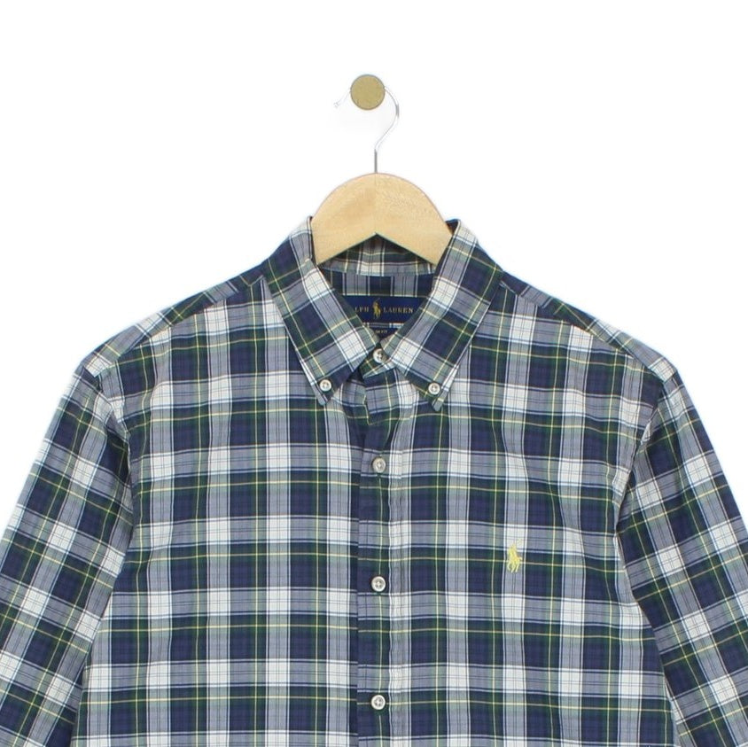 Mens Plaid Shirt Slim Fit Button Down Check