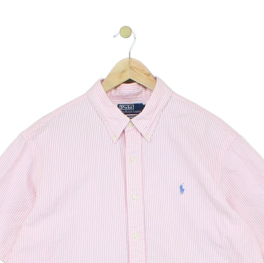 Mens Striped Shirt Custom Fit Short Sleeve
