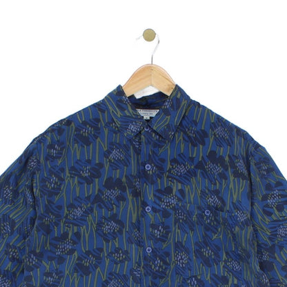 Mens Silk Patterned Shirt Short Sleeve Relaxed