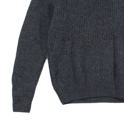 Mens Lambs Wool Jumper Ribbed Knit Shawl Collar