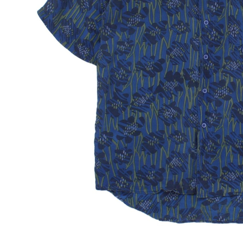 Mens Silk Patterned Shirt Short Sleeve Relaxed