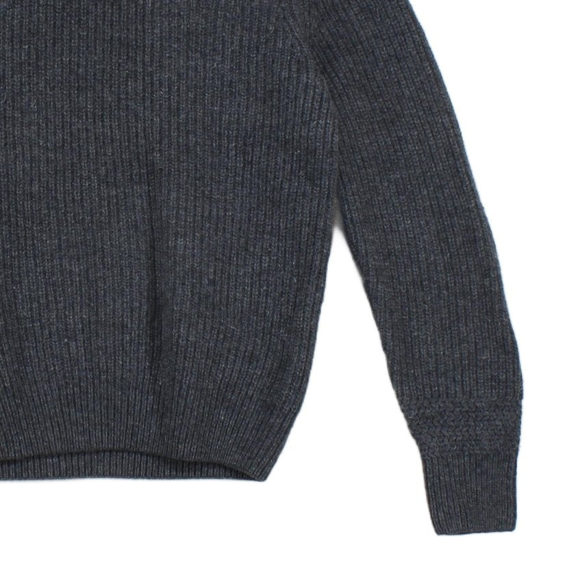 Mens Lambs Wool Jumper Ribbed Knit Shawl Collar
