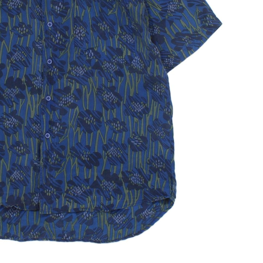 Mens Silk Patterned Shirt Short Sleeve Relaxed