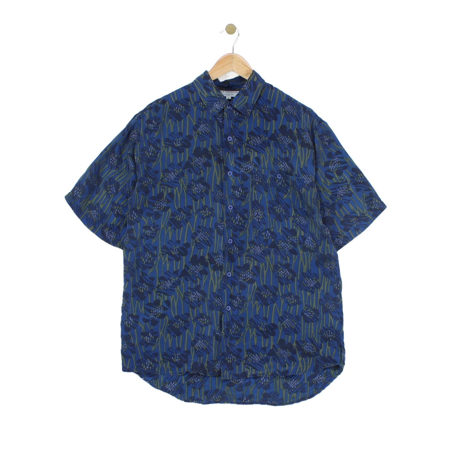 Mens Silk Patterned Shirt Short Sleeve Relaxed