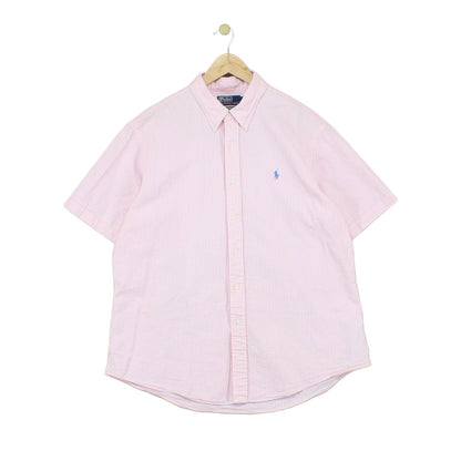 Mens Striped Shirt Custom Fit Short Sleeve