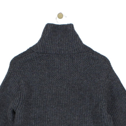 Mens Lambs Wool Jumper Ribbed Knit Shawl Collar