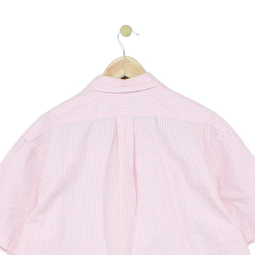 Mens Striped Shirt Custom Fit Short Sleeve