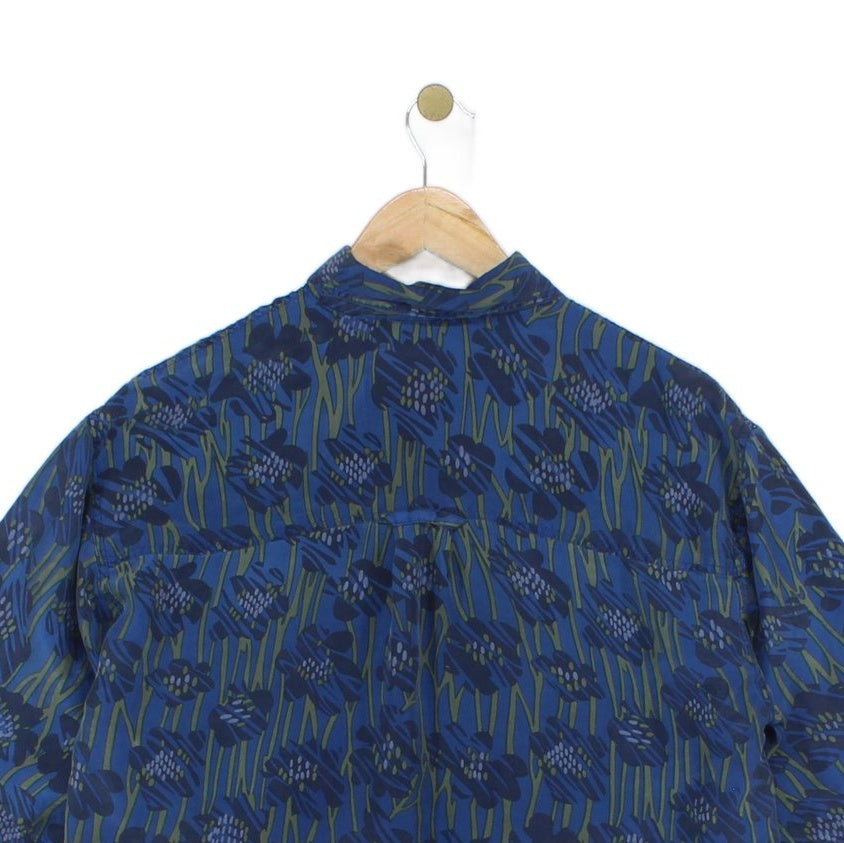 Mens Silk Patterned Shirt Short Sleeve Relaxed