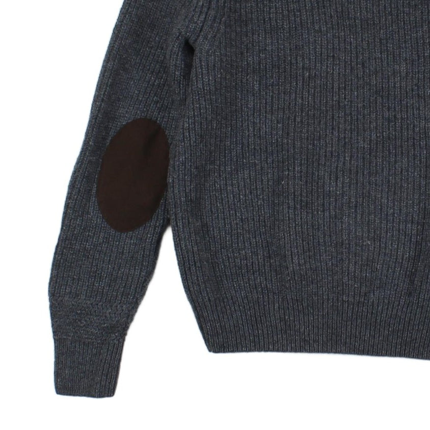 Mens Lambs Wool Jumper Ribbed Knit Shawl Collar