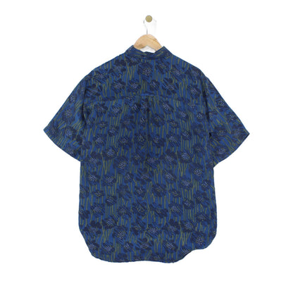 Mens Silk Patterned Shirt Short Sleeve Relaxed