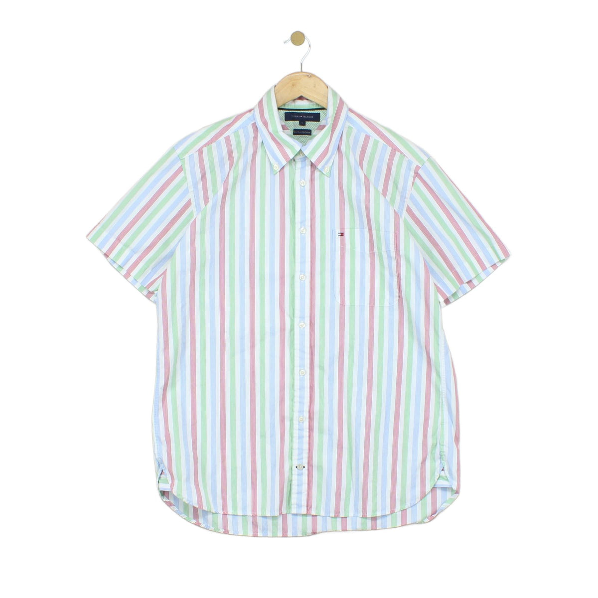 Mens Striped Shirt Short Sleeve Casual