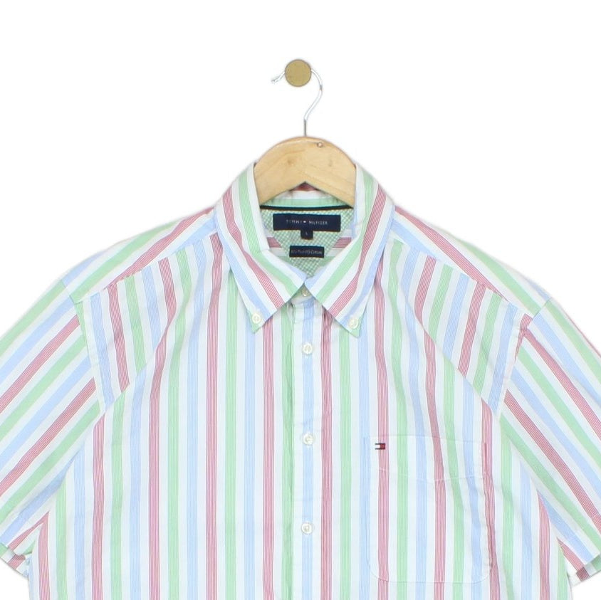 Mens Striped Shirt Short Sleeve Casual