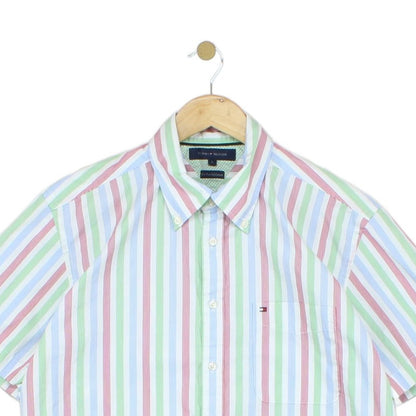 Mens Striped Shirt Short Sleeve Casual