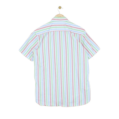 Mens Striped Shirt Short Sleeve Casual