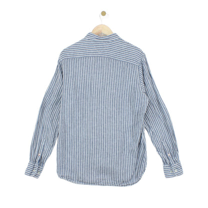 Mens Linen Striped Shirt Button Up